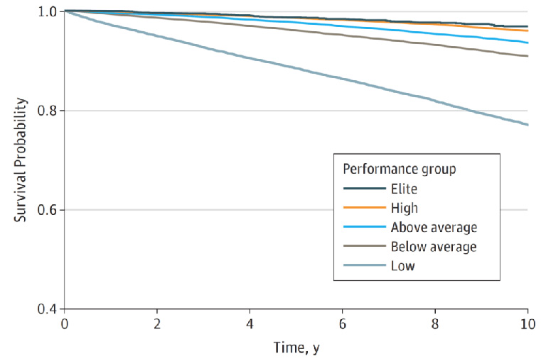 Patient survival by performance group. (Mandsager et al., 2018)